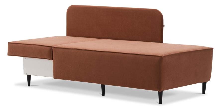 Угловая кушетка левая Элфи пыльно-терракотовый велюр