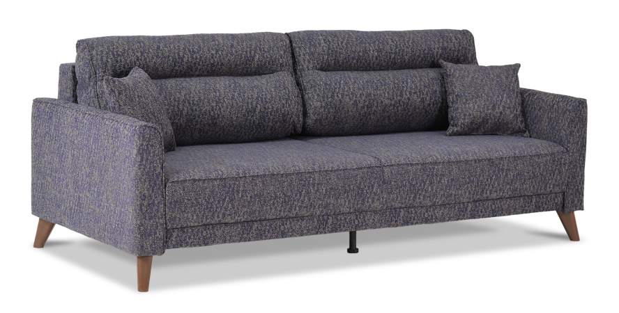 Прямой диван Авилла фиолетовая рогожка меланж