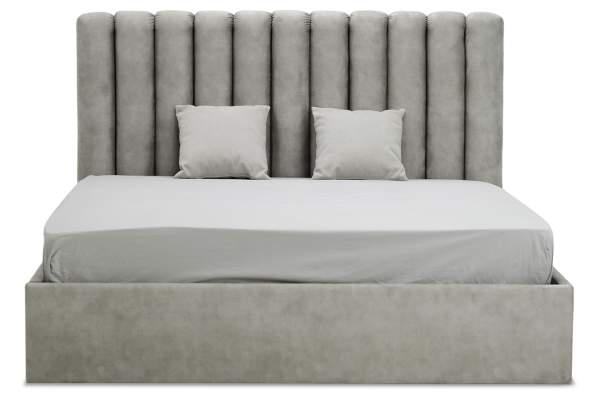 Двуспальная кровать Страйп 180 светло-серый велюр
