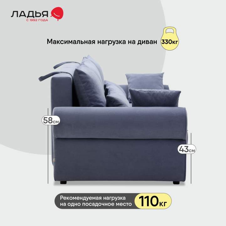 Прямой диван Тьерри Дымчатый фиолетовый велюр