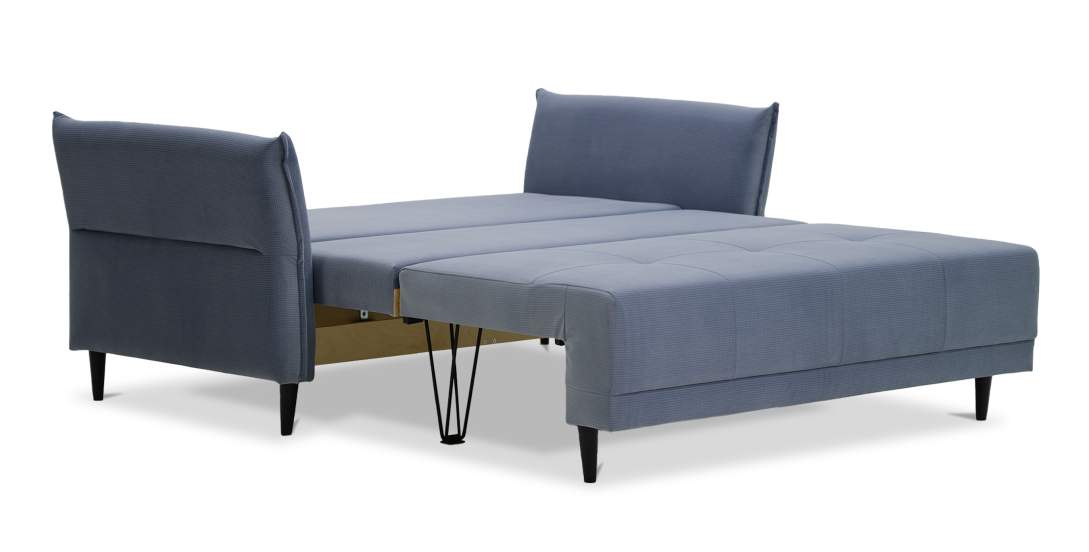 Прямой мини диван Лома 120 серо-синий велюр 