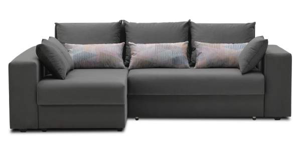 Угловой диван левый Майами антрацитовый велюр Уцененный