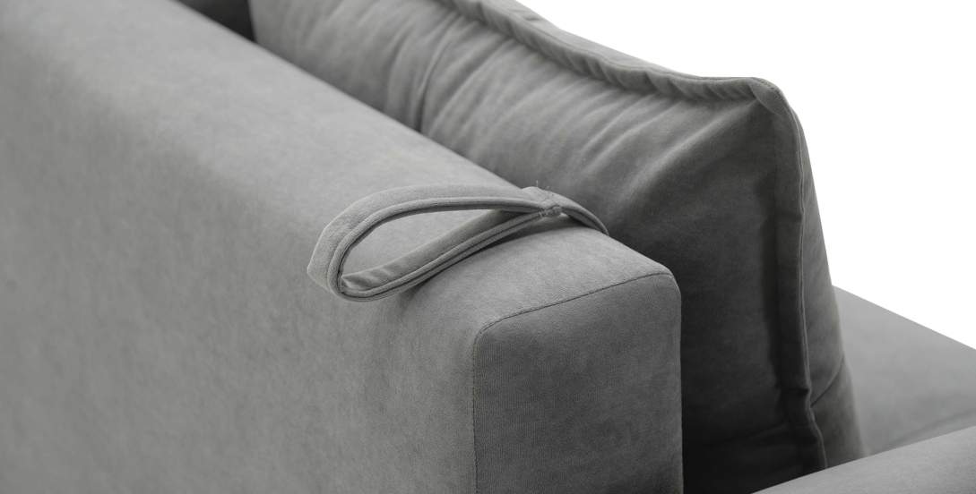 Прямой диван Лома Серый велюр