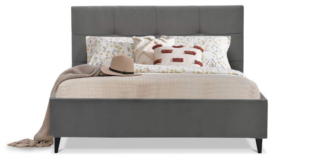 Двуспальная кровать Айлен 160 серый велюр