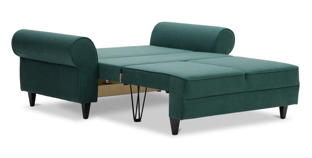 Прямой мини диван Гизела 140 изумрудный велюр