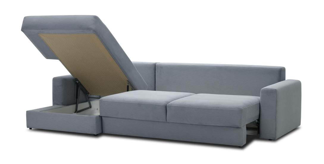 Угловой диван левый Вегас Серо-голубой велюр