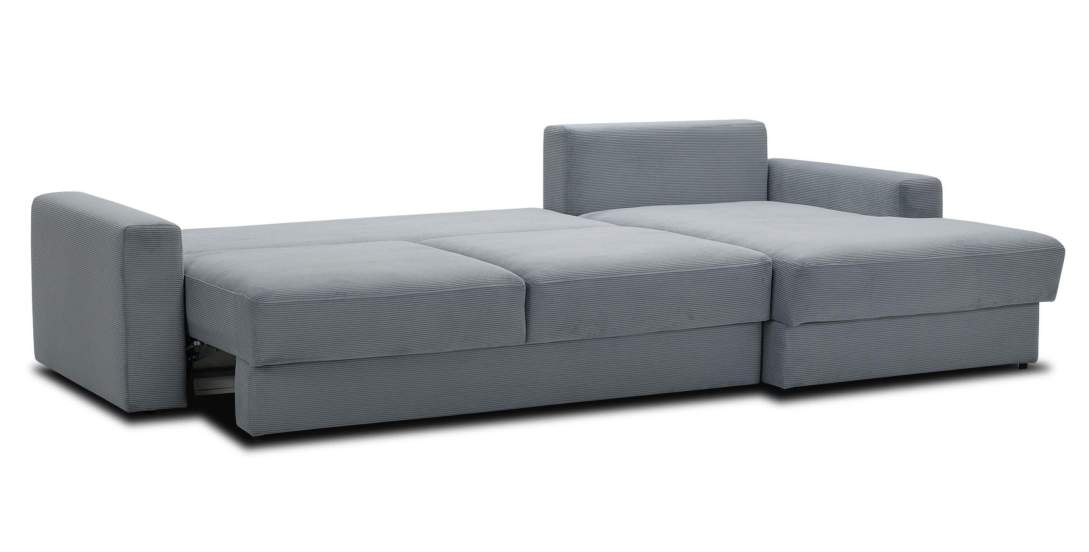 Угловой диван правый Вегас Серо-голубой велюр