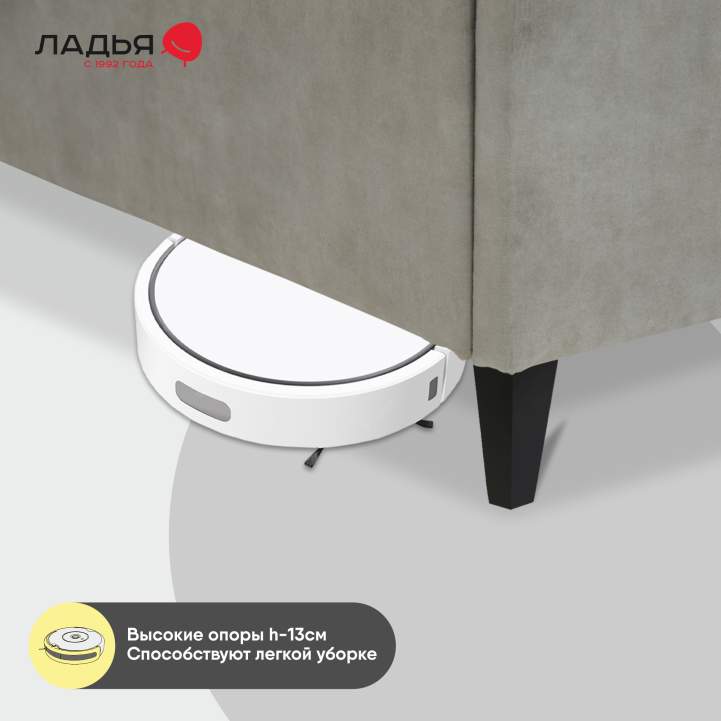 Двуспальная кровать Тренто 180 светло-серый велюр