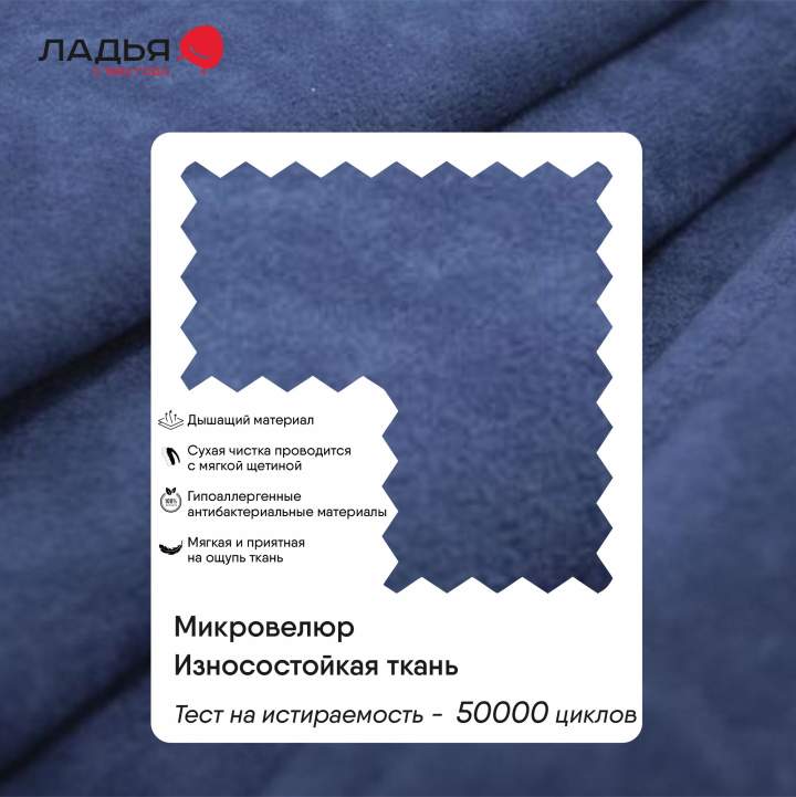 Двуспальная кровать Артэ 160 синий велюр