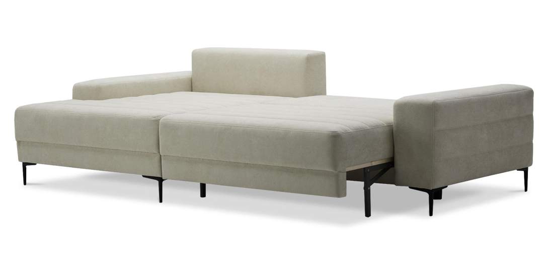 Угловой диван левый Белес Молочно-кремовый букле 