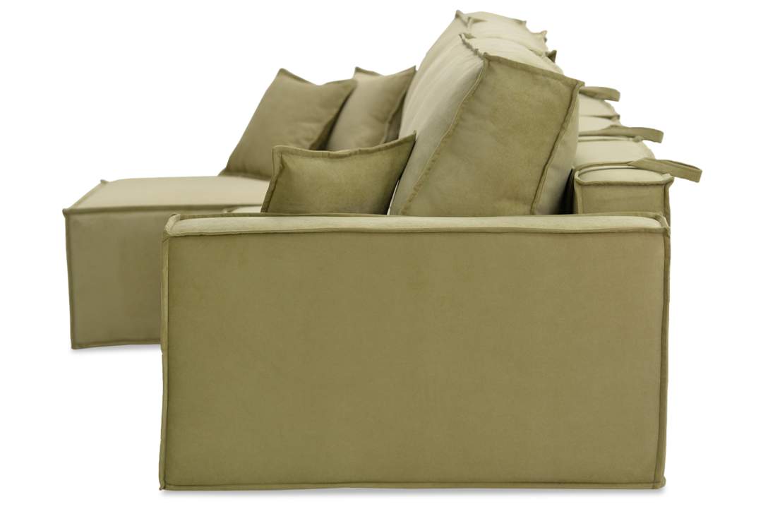 Угловой модульный диван Тейлор фисташковый велюр