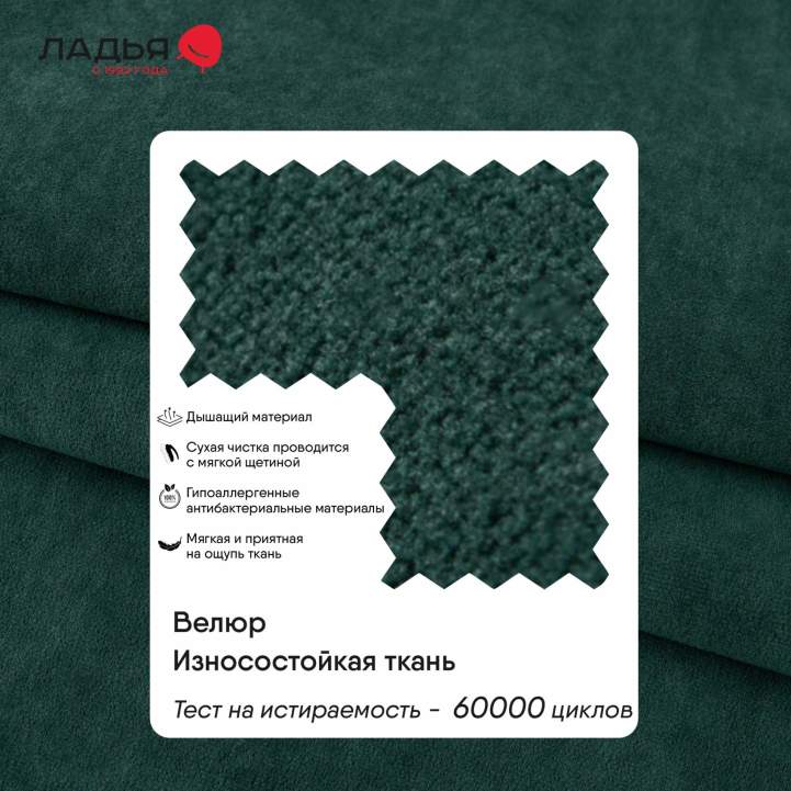 Двуспальная кровать Блэр 140 Изумрудный велюр