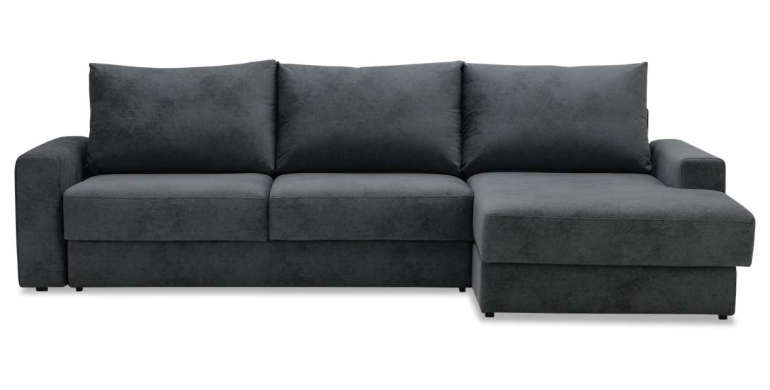Угловой диван правый Вегас Графитовый велюр