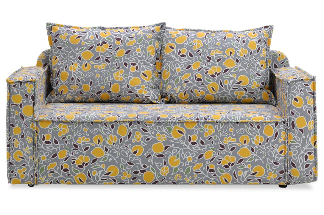 Прямой мини диван Бохо лимонный жаккард