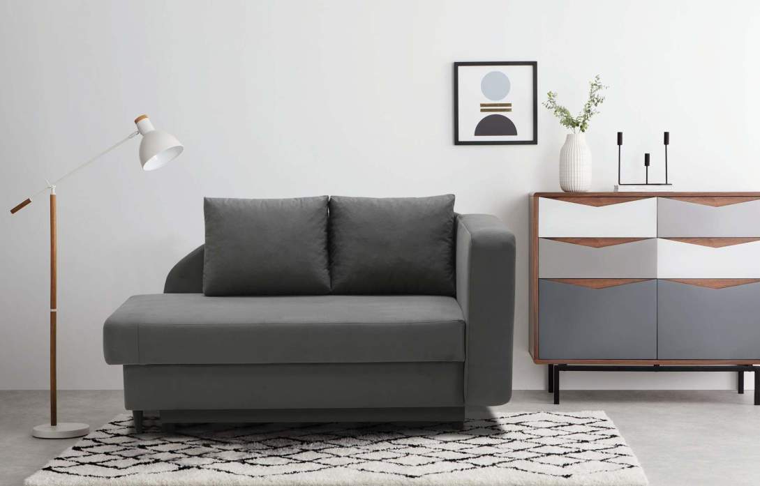 Угловая кушетка правая Иби Серый велюр