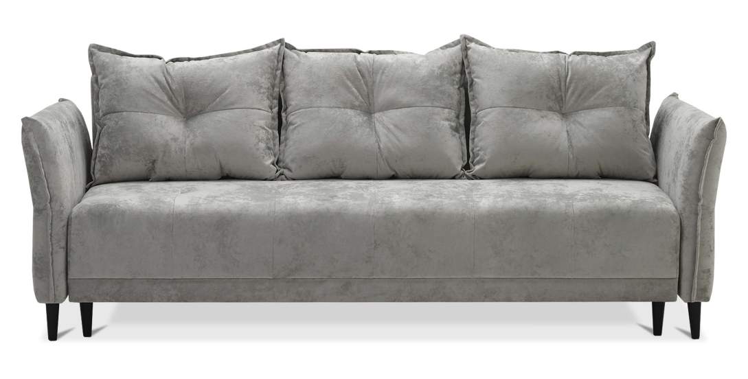 Прямой диван Лома жемчужно-серебряный велюр