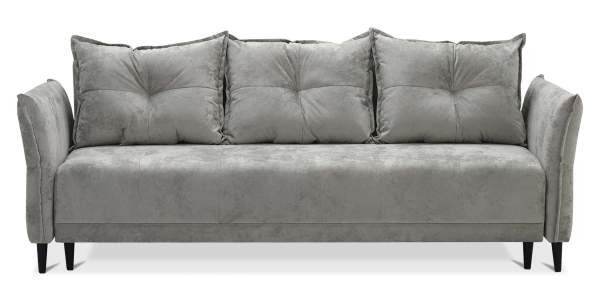 Прямой диван Лома жемчужно-серебряный велюр