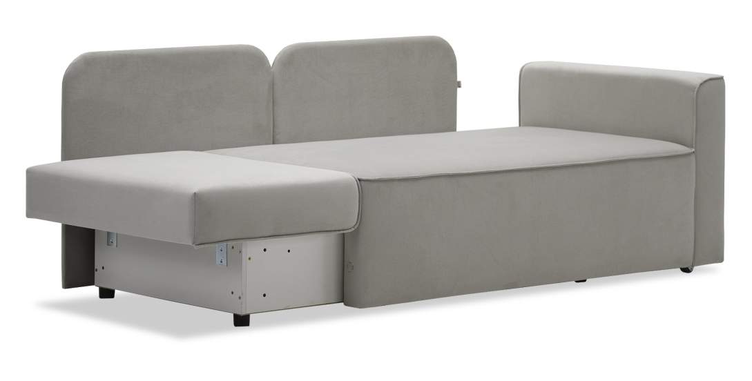 Прямой мини диван-кушетка Мокка Дымчатый серый велюр 