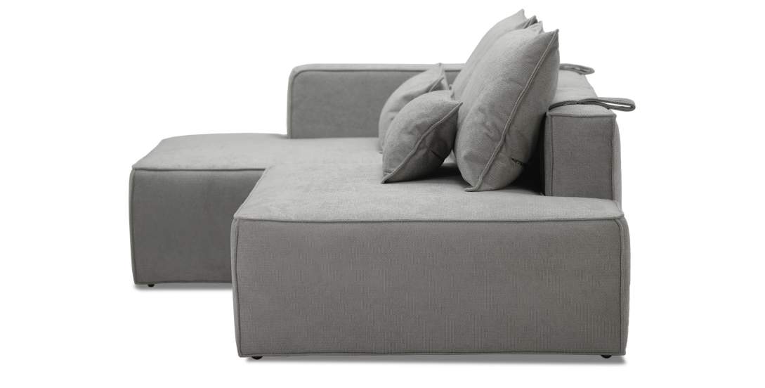 Угловой диван правый Рейф Серый велюр