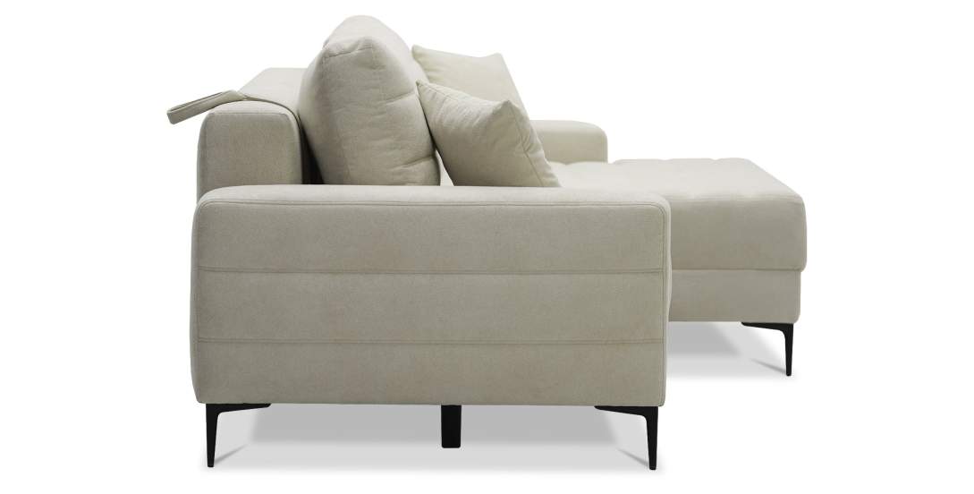 Угловой диван левый Белес Молочно-кремовый букле 