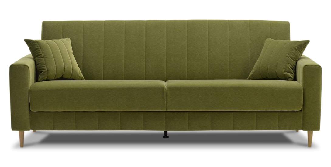 Прямой диван Эмма Травяной зеленый велюр