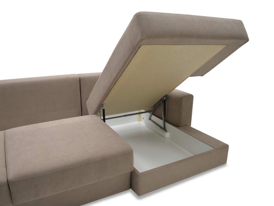 Угловой диван правый Вегас светло-коричневый велюр