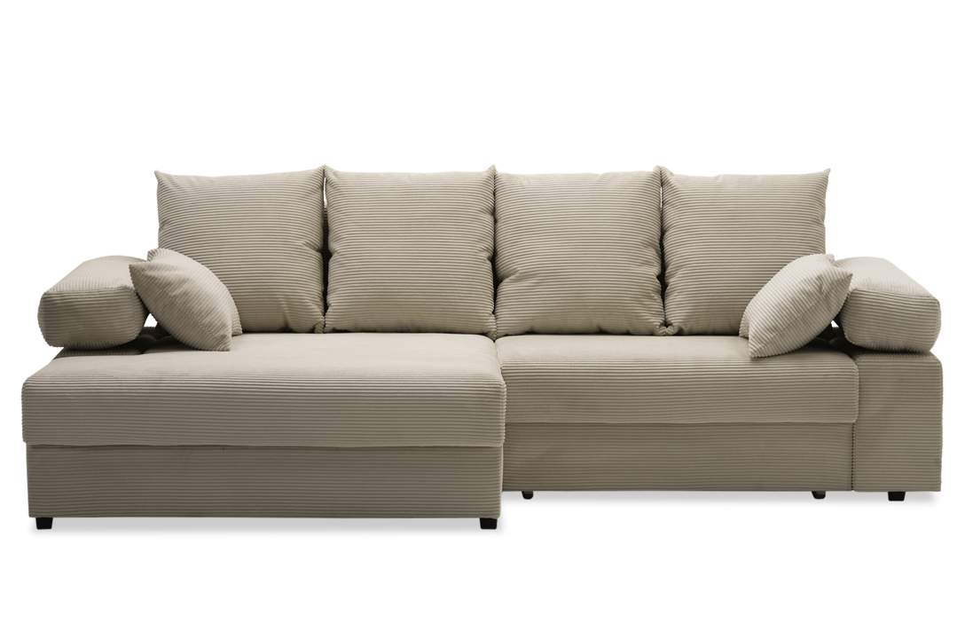 Угловой диван левый Тайлин кремовый велюр