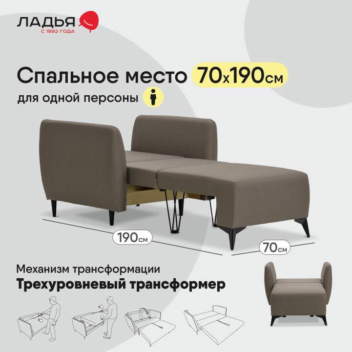 Раскладное кресло Тиволи коричневая рогожка