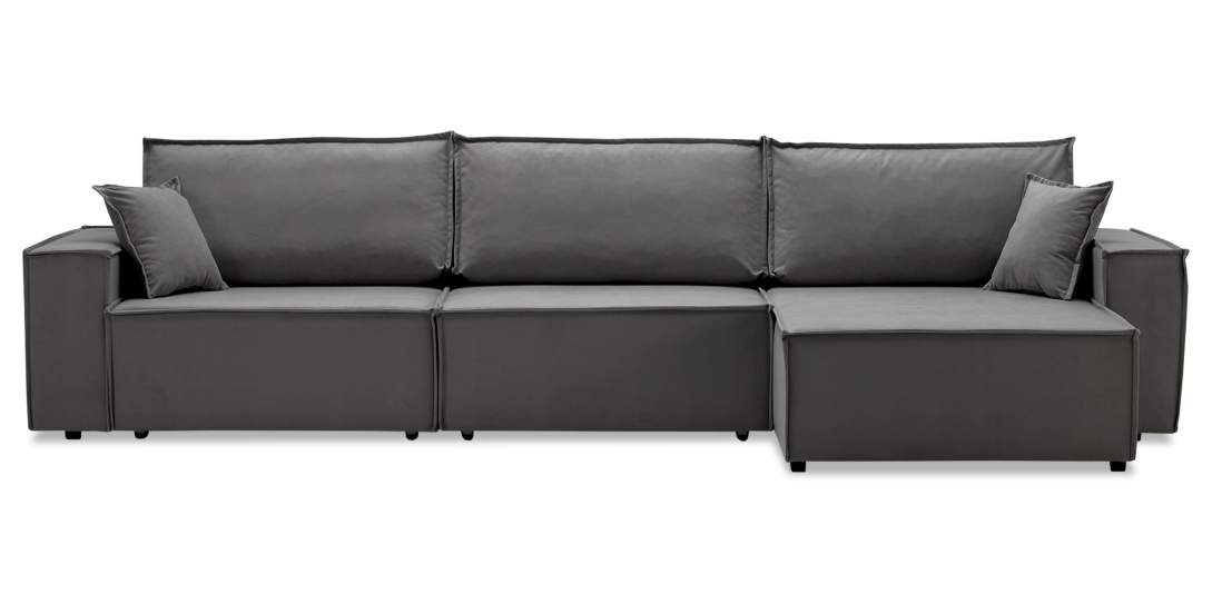 Угловой диван Фабио Max Серый велюр