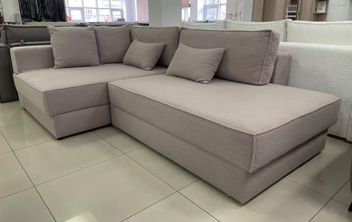 Диван трансформер Дуглас пудрово-розовый букле