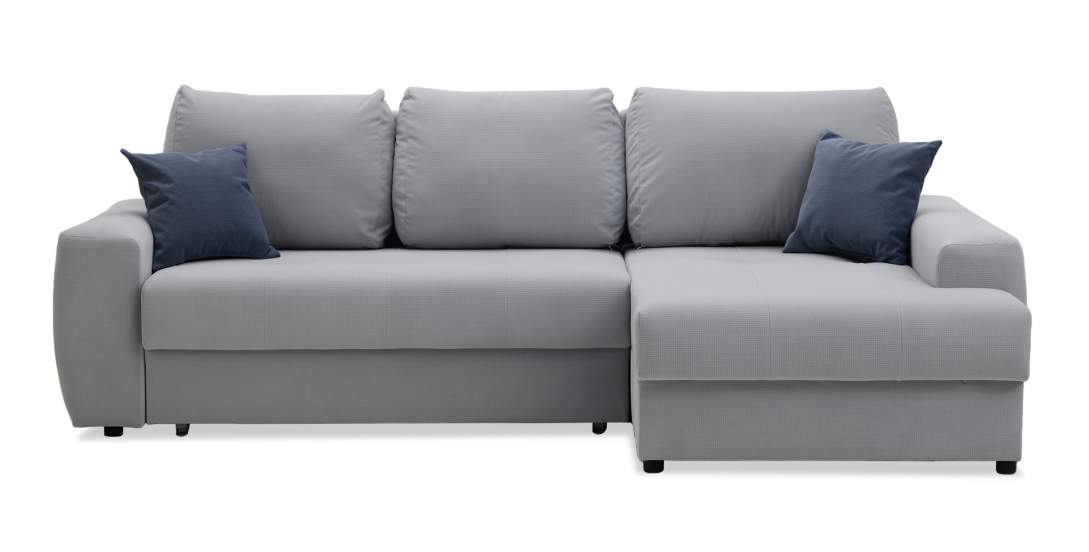 Угловой диван правый Коста светло-серый велюр