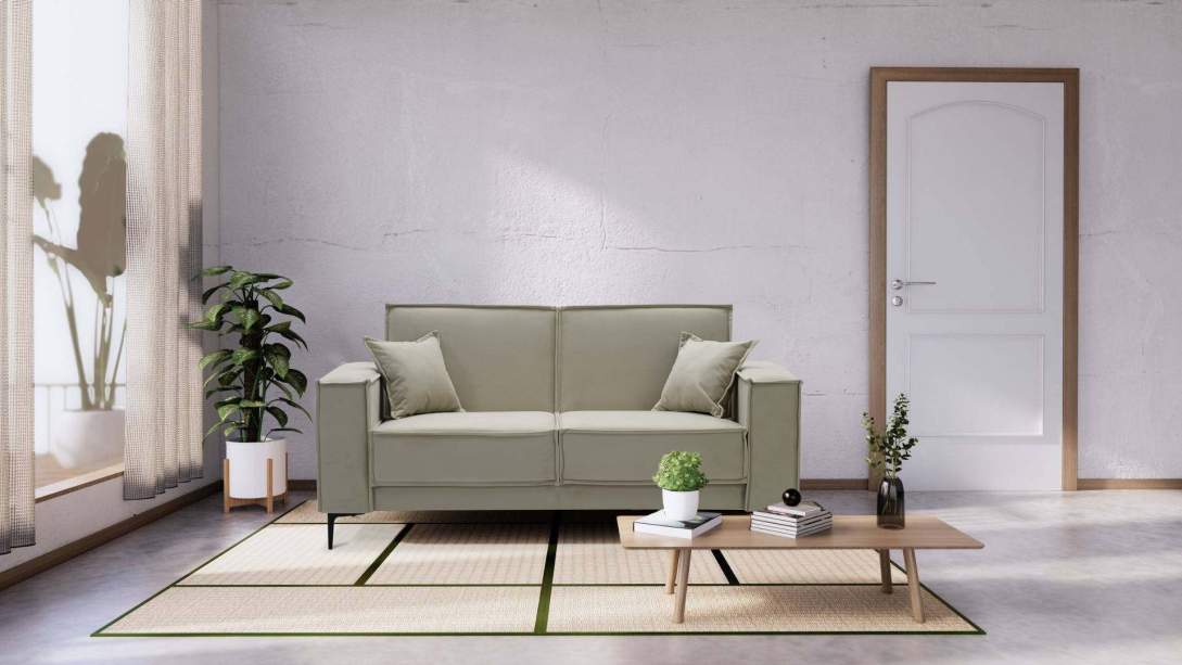 Прямой мини диван Авиньон Айвори велюр