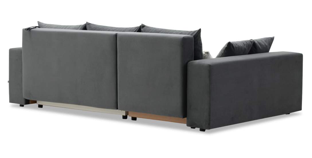 Угловой диван левый Майами Оникс велюр