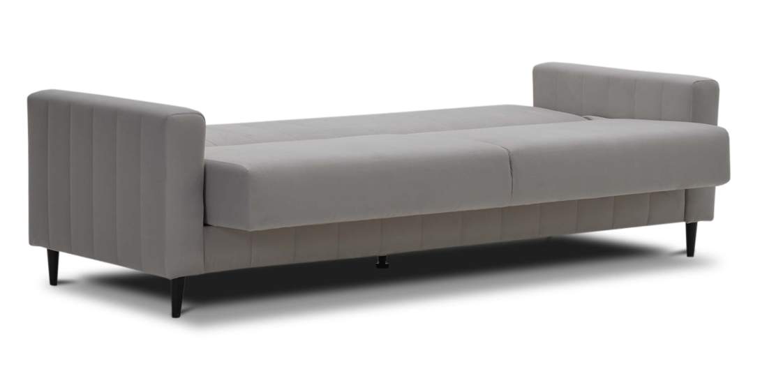 Прямой диван Эмма Светло-серый велюр