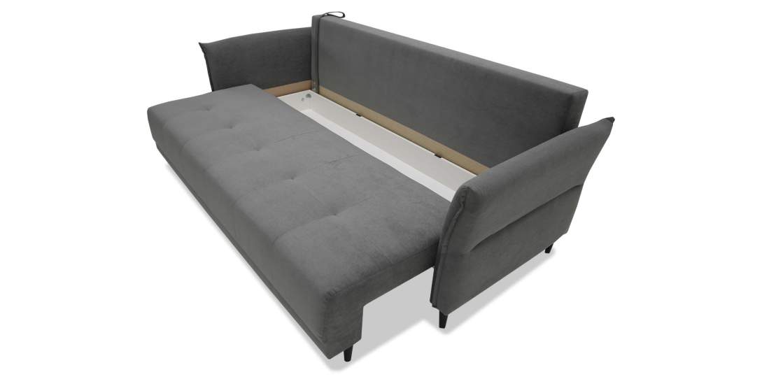 Прямой диван Лома Серый велюр