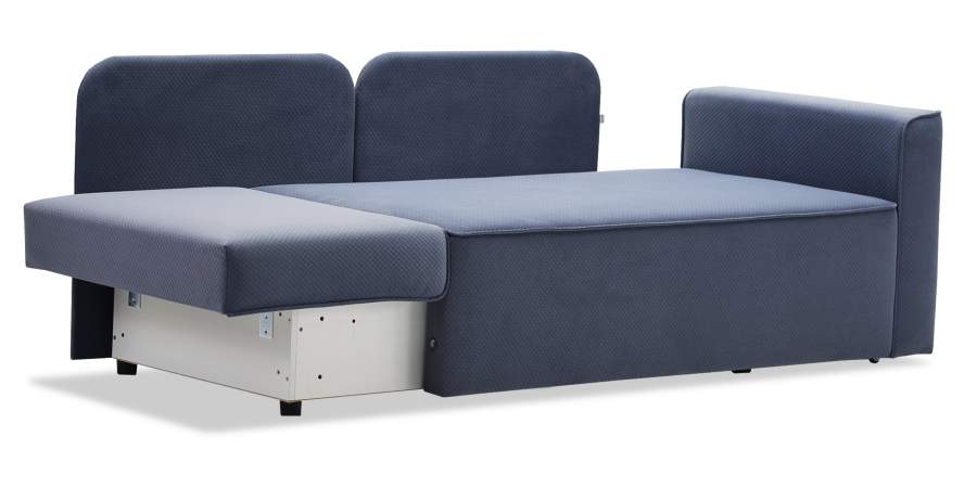 Прямой мини диван-кушетка Мокка Дымчатый синий велюр Уцененный