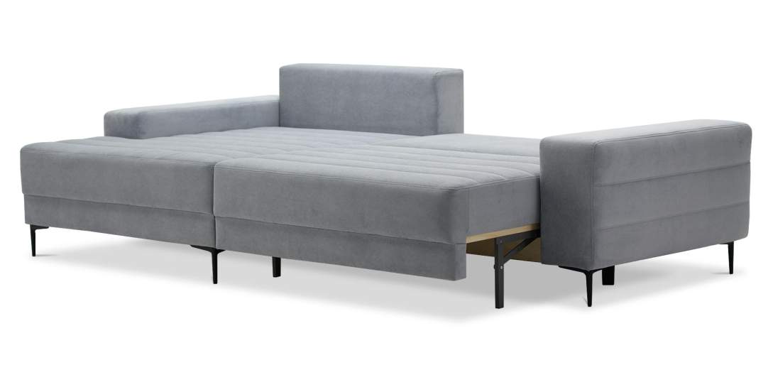 Угловой диван левый Белес Светло-серый велюр 