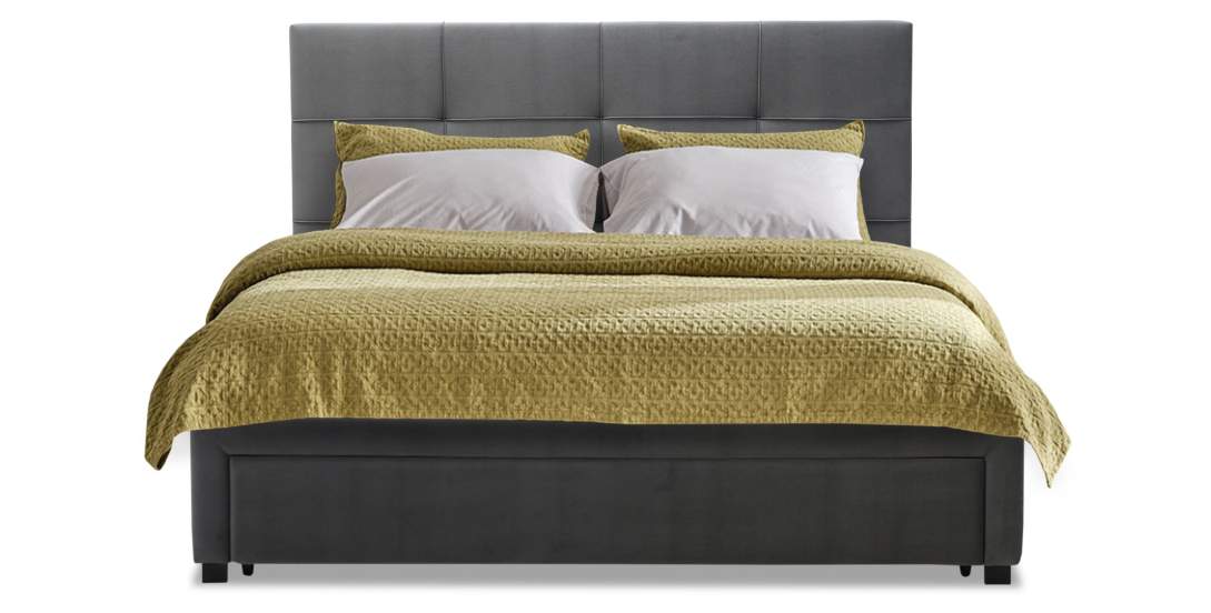 Двуспальная кровать Борба 180 серый велюр