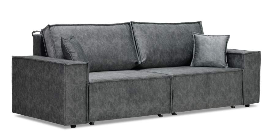 Прямой диван Фабио темно-серый велюр