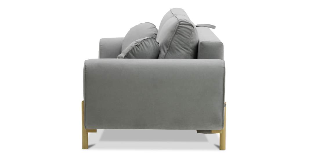 Прямой диван Тельда серый велюр