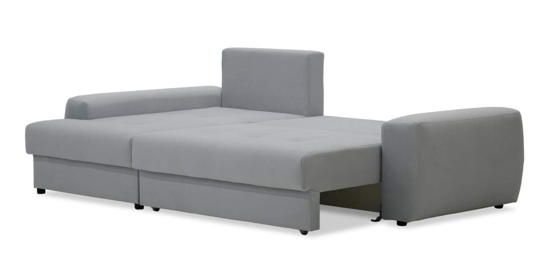 Угловой диван левый Коста светло-cерый велюр