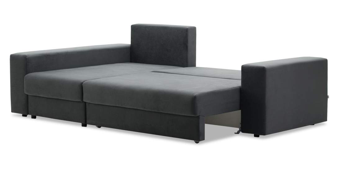 Угловой диван левый Майами Оникс велюр