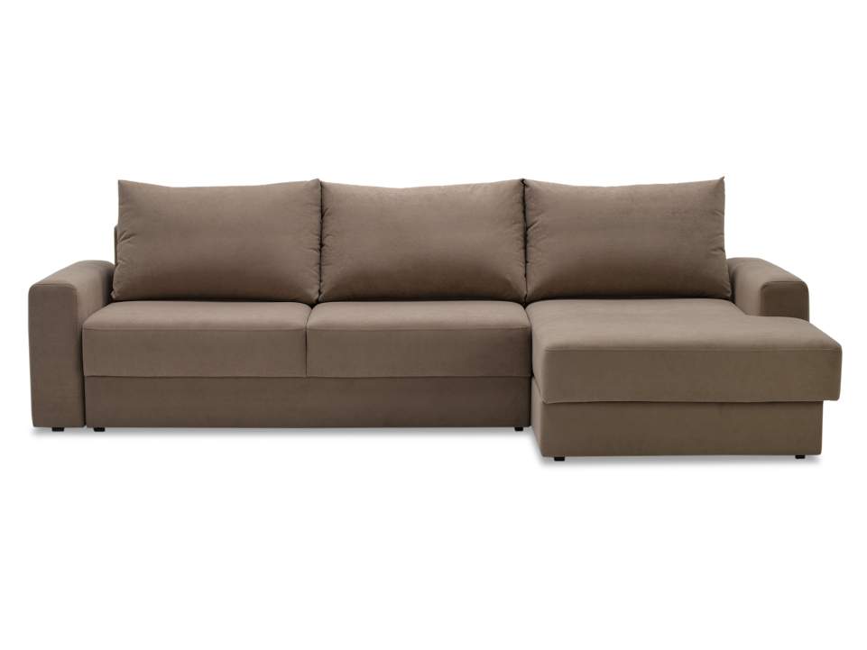 Угловой диван правый Вегас светло-коричневый велюр