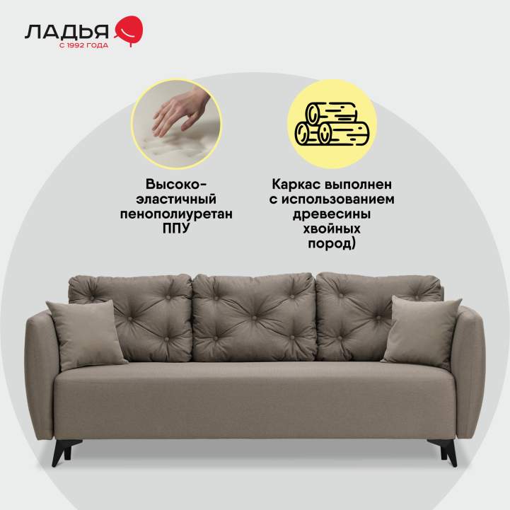 Прямой диван Тиволи коричневая рогожка