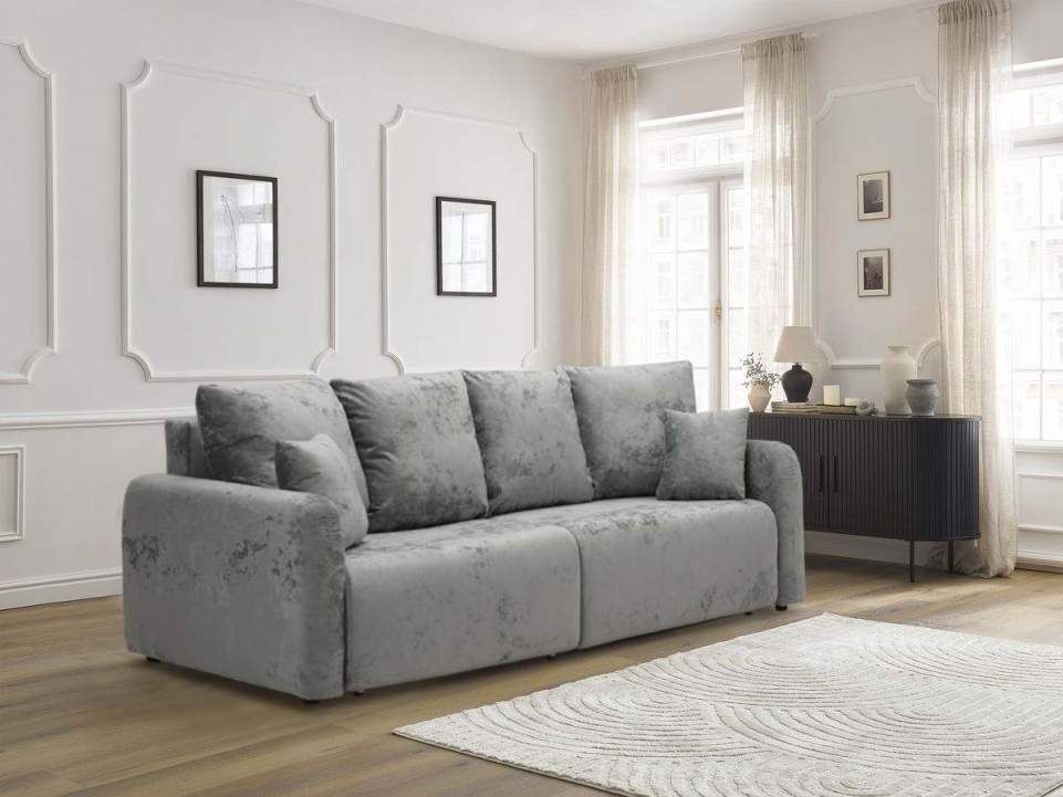 Прямой диван Волда Жемчужно-серебряный велюр