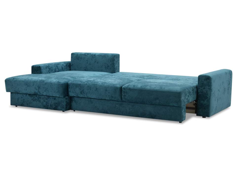 Угловой диван левый Вегас синий велюр