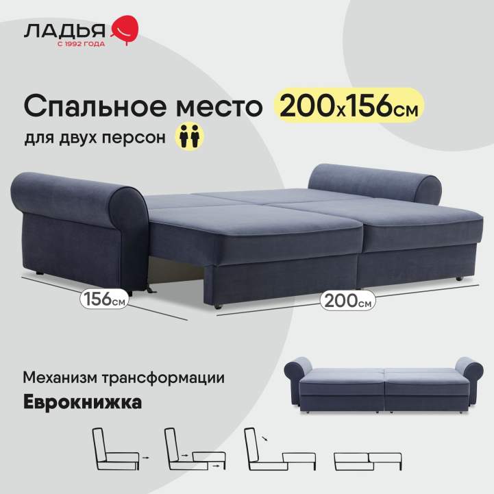 Прямой диван Тьерри Дымчатый фиолетовый велюр