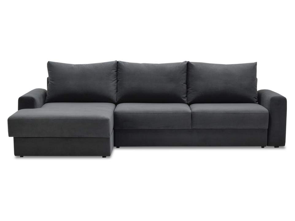 Угловой диван левый Вегас графитовый велюр