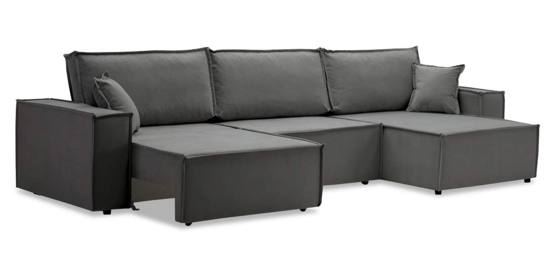 Угловой диван Фабио Max Серый велюр