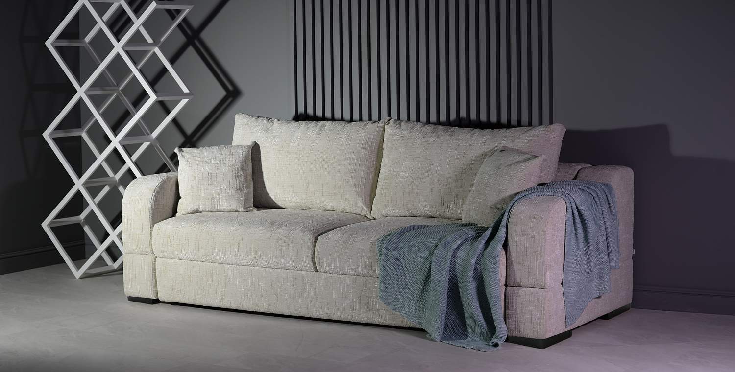 Прямой диван Фоджа бежевый шенилл